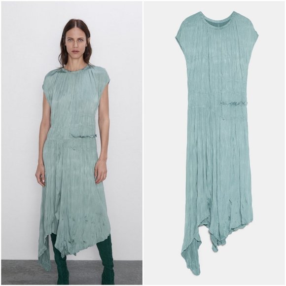 zara wrinkled look dress